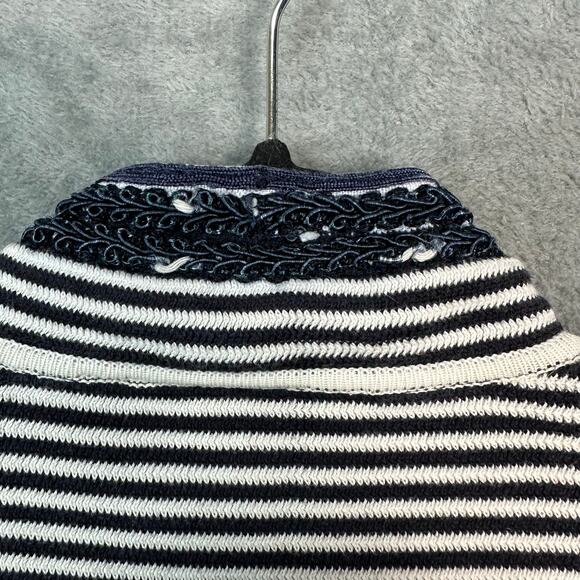 Tory Burch Sweater Womens Medium Navy Striped Embroidered Nautical Coastal Tunic - Picture 11 of 16